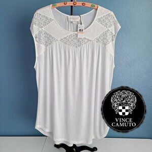 Two by VINCE CAMUTO ~ Plus Size Ivory/Lace Sleeveless Tunic ~ 2X